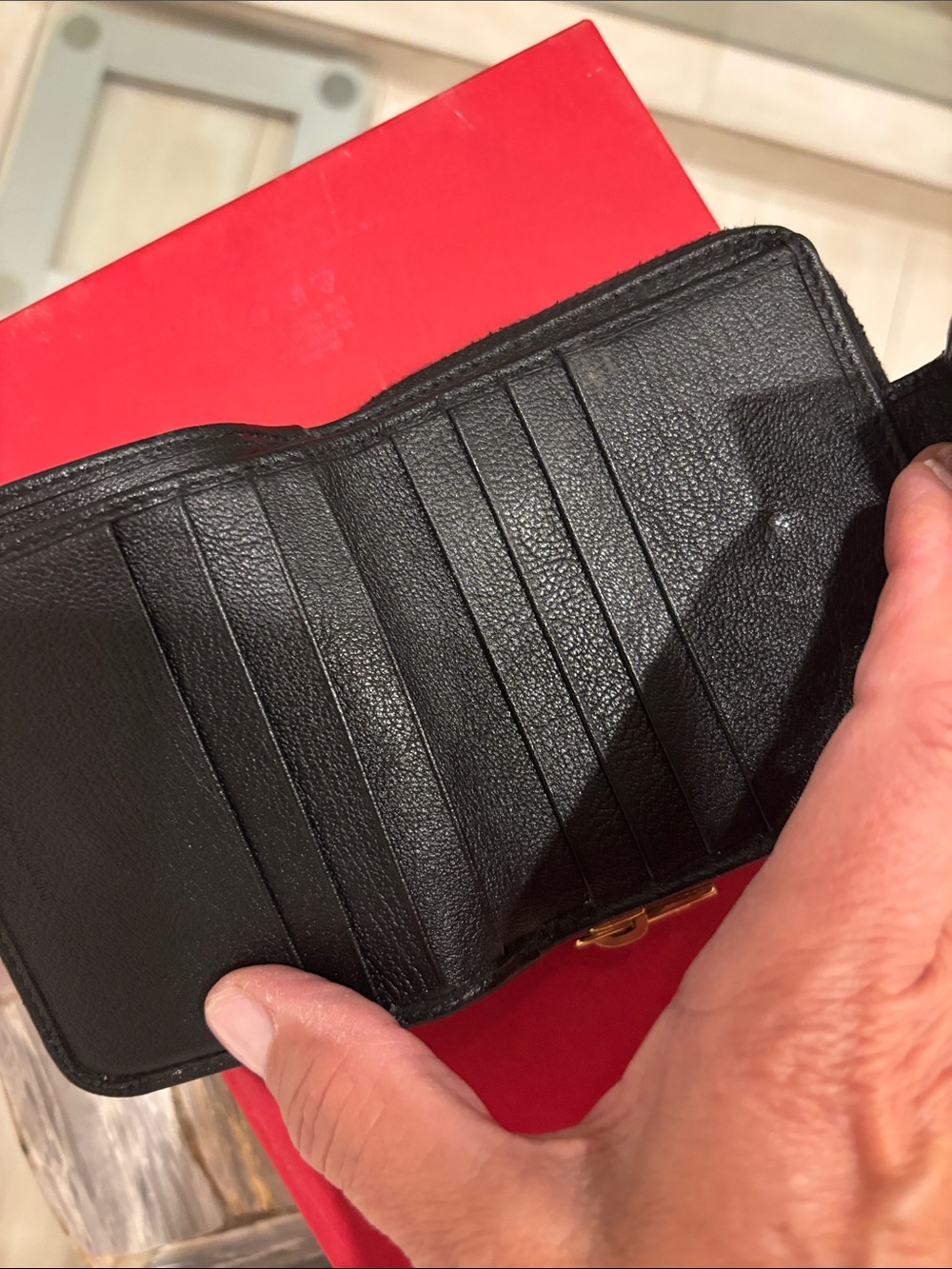 Saint Laurent Black Leather Embossed YSL Zip Wallet with Gold Hardware - Picture 3 of 3